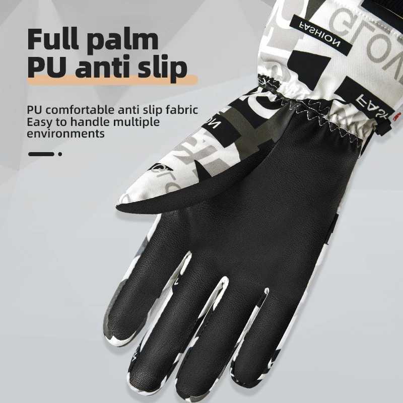 PHMAX Winter Men\'s Gloves Ski Gloves Polyester Sport Outdoor Anti-slip Snowboard Glove Skating Motorcycle Touch Screen Fleece