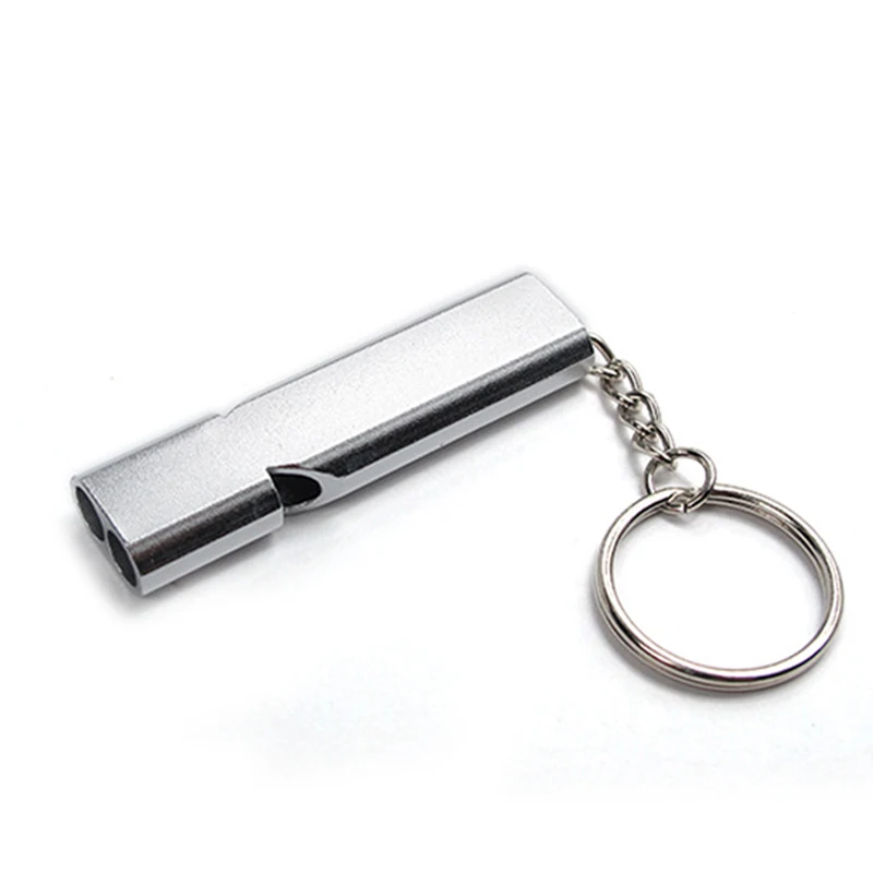 Portable Aluminum Safety Whistle For Outdoor Hiking Camping Survival Emergency Keychain Multi Tool Dual-tube Survival Whistle 5