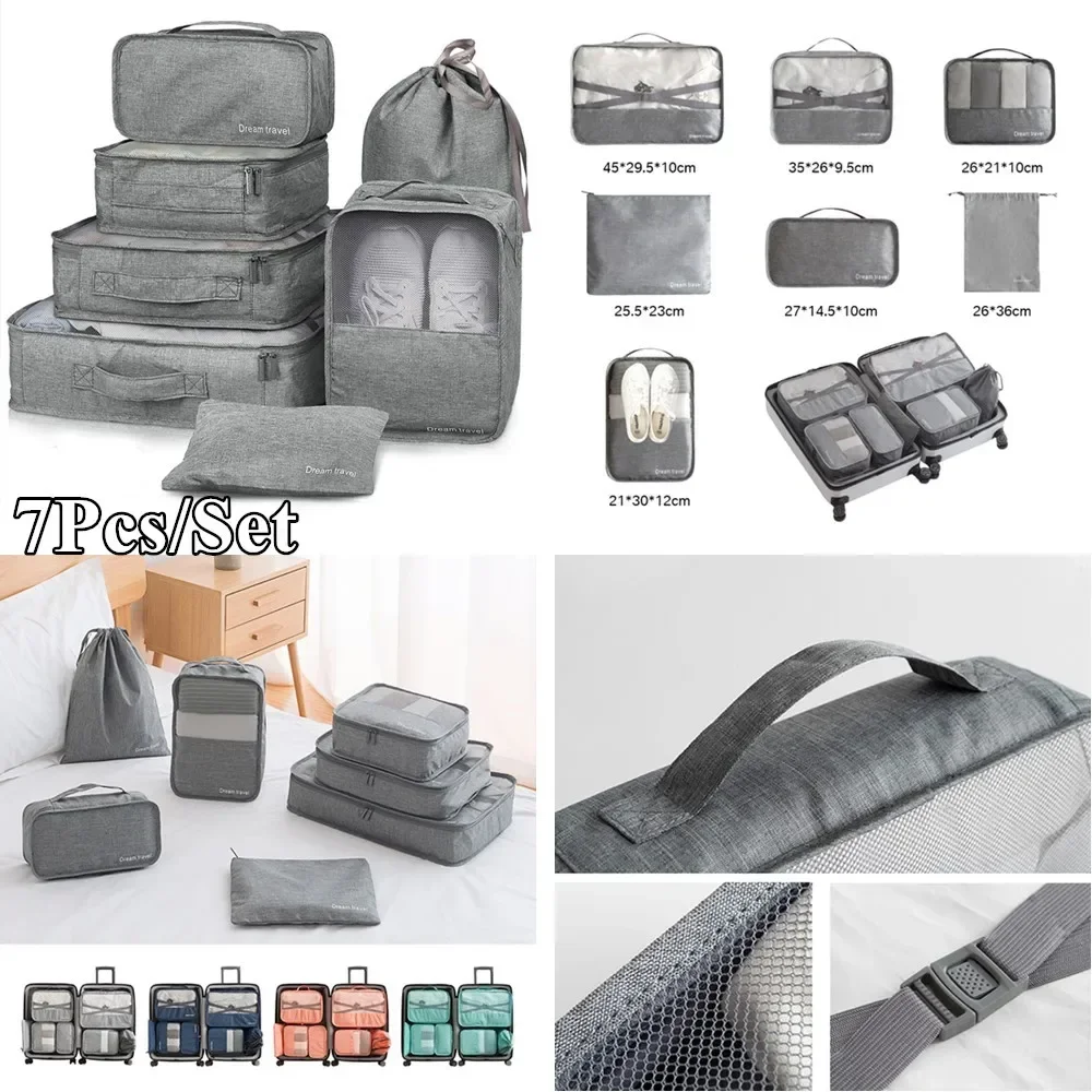 Travel Organizer Storage Bags Suitcase Packing Cubes Set Cases Portable Folding Luggage Clothes Shoe Tidy Pouch 8/7/6 Pieces Set travel bags,storage bag,shoes storage bag,clothes storage bags