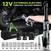 WORKPRO Power Tool 45N.M 3/8" Extended Ratchet Wrench Set With 2x12V Battery  Electric Ratchet Wrench with 10 Sockets 1