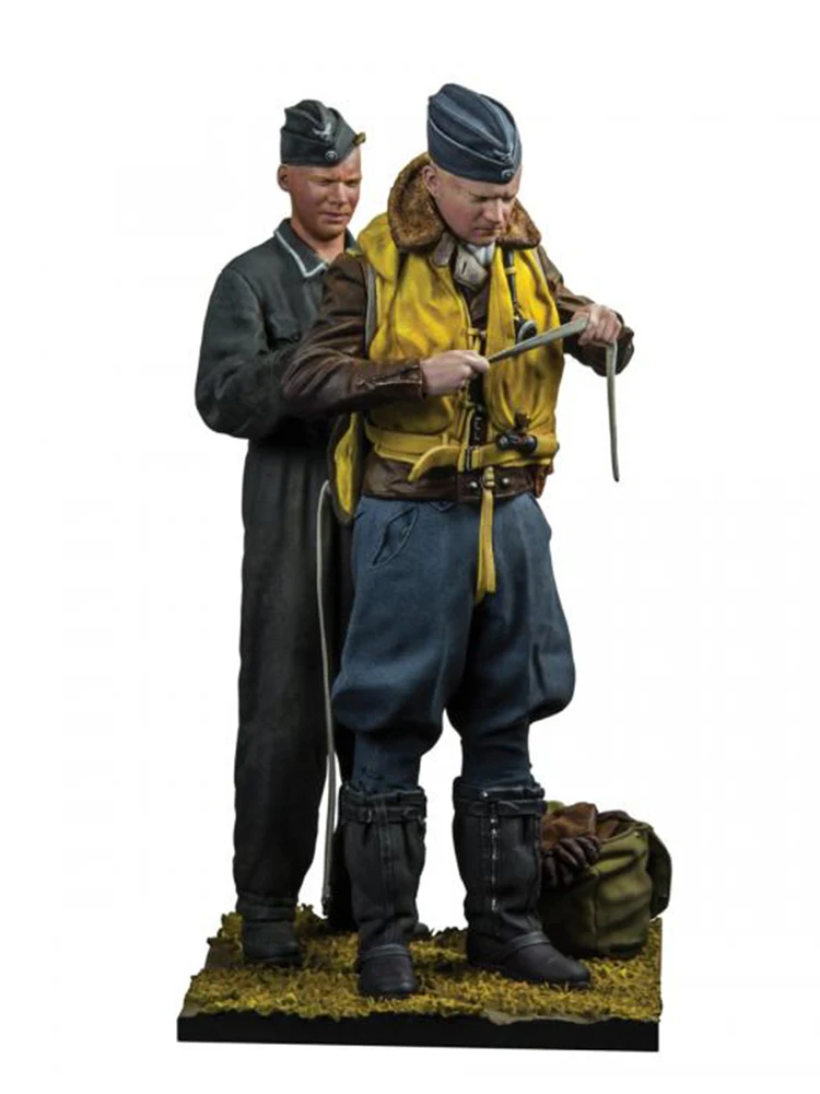 Neuer unmontierter 1/32 54MM Standfigur-Kit für 2 Personen, Baujahr 1940 (MIT BASIS), Resin-Modellbausatz, DIY-Spielzeug, unbemaltes Resin-Modell