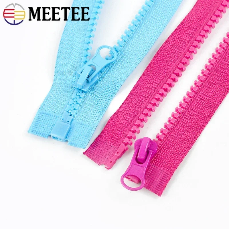 2Pcs 미터 40-120cm 5 수지 다채로운 지퍼 오픈 엔드 자동 잠금 장식 우편 가방 배낭 의류 DIY 바느질 액세서리