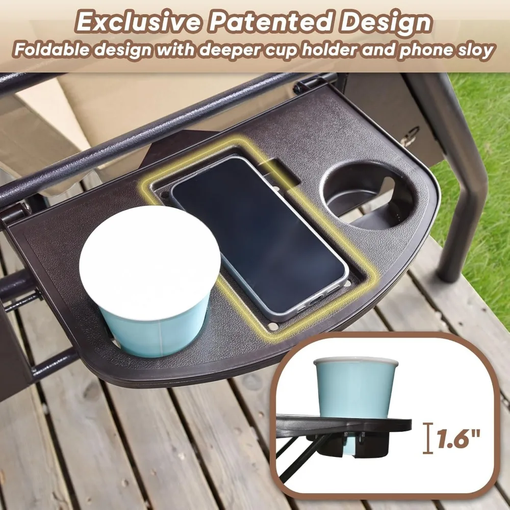 3 Seat Outdoor Porch Patio Swing 800lbs 2-in-1 Patio Swing Glider Chair with Adjustable Canopy & Removable Cushion Outdoor Adult 4