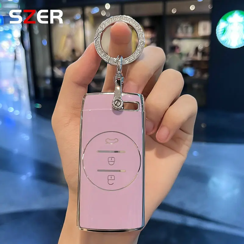 Premium TPU Car Remote Key Case Cover Keychain