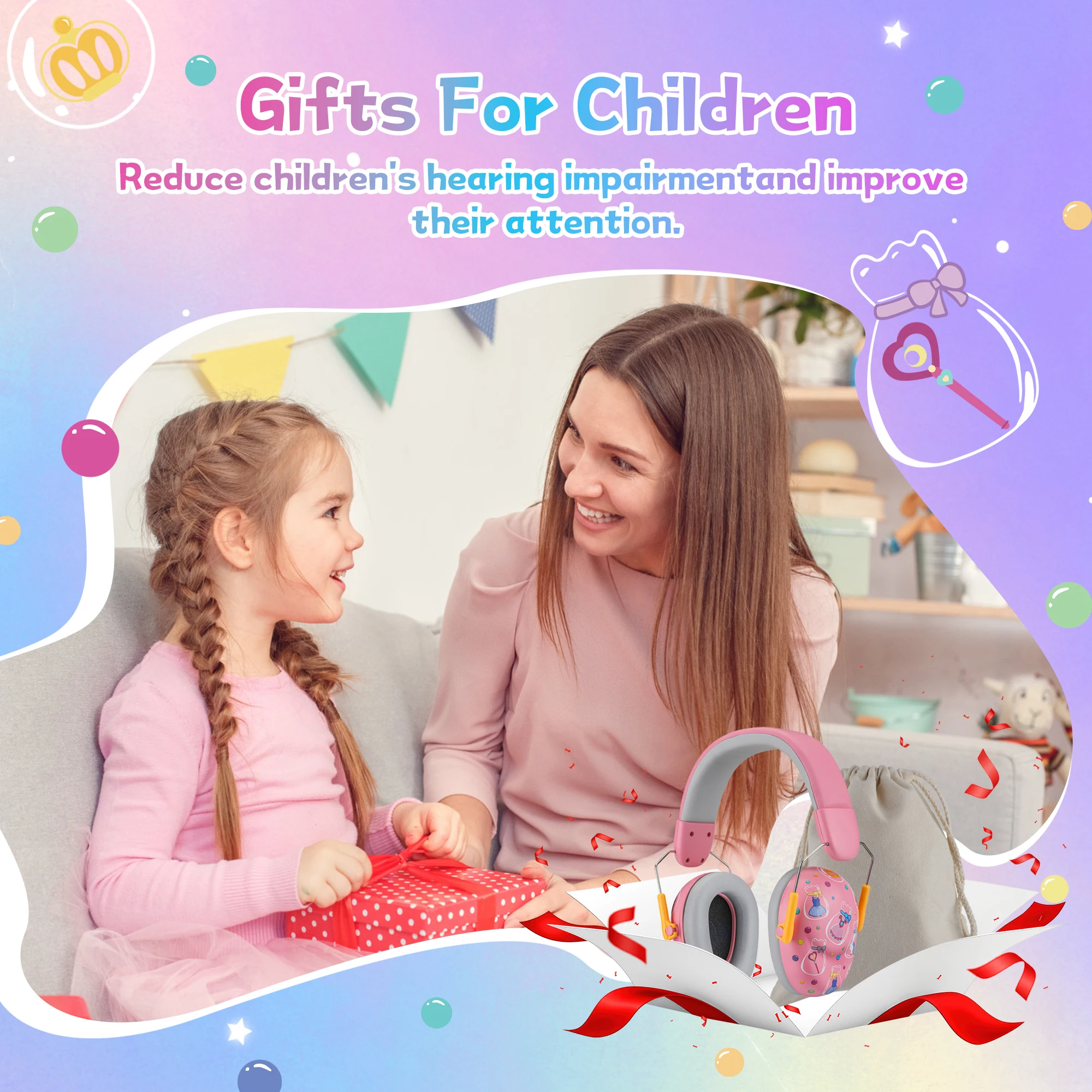 Ear Protection HeadPhones SNR 26dB Earmuffs for Autism Children Toddler