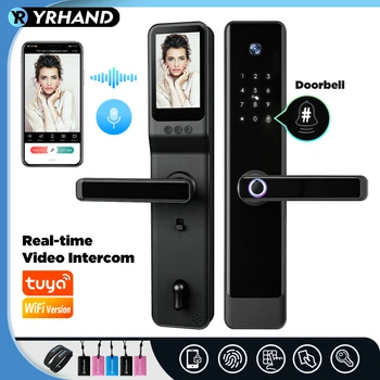 YRHAND Tuya Wifi Camera Video Intercom Lock App Remote Unlocking Digital Electronic Biometrics Waterproof With Screen Smart Lock 1