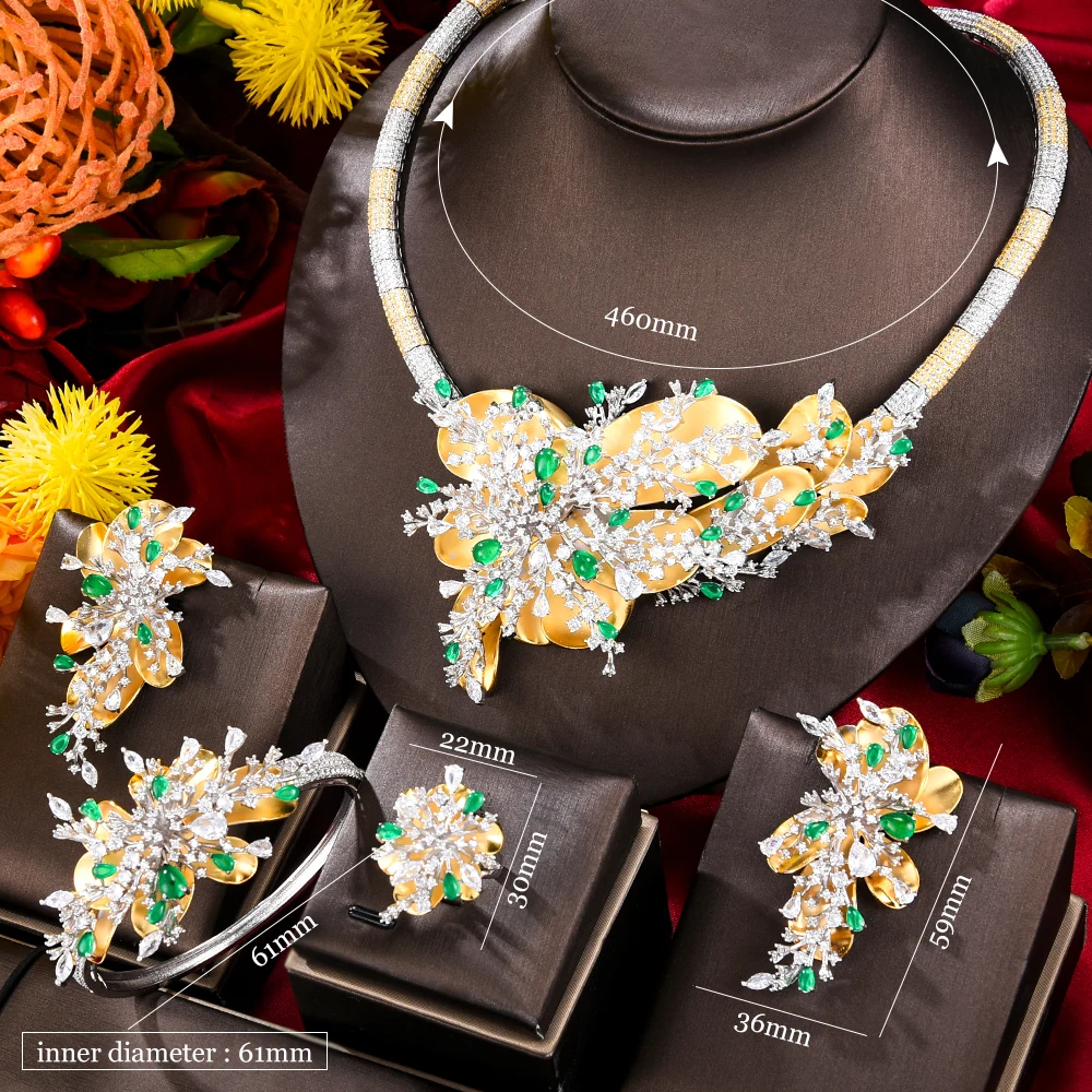 Missvikki Original 4PCS Necklace Earrings Bangle Ring Jewelry Sets For Women Cubic Zircon Wedding Bridal Jewelry Luxury Shiny