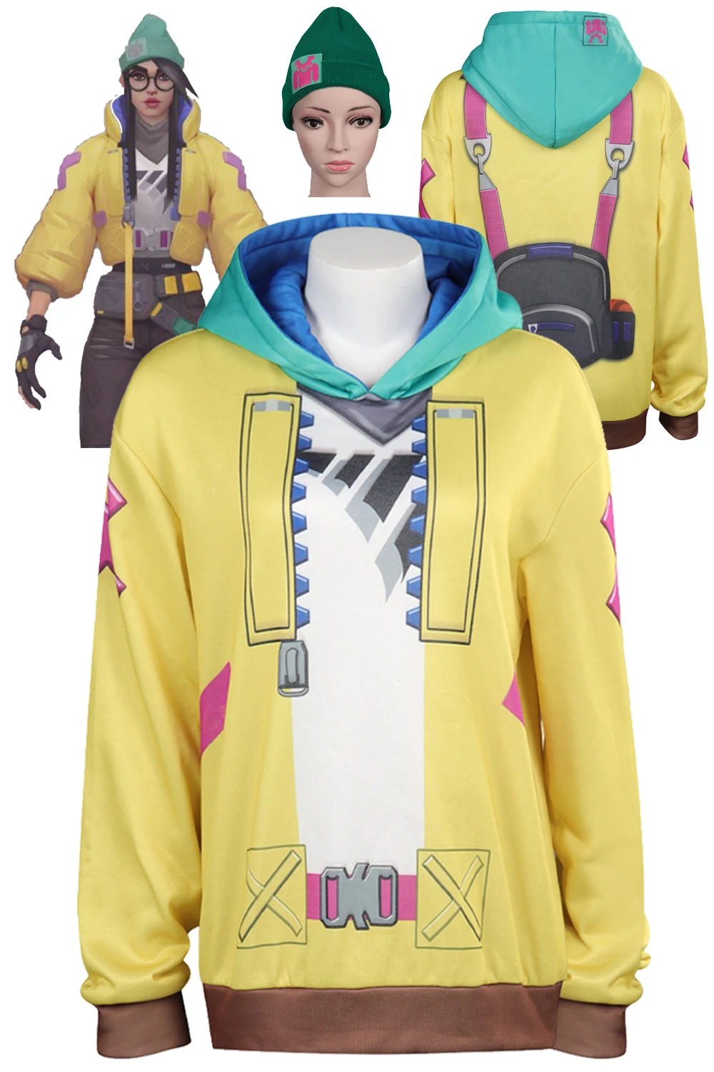 

Game VALORANT Kiljoy Hoodies Cosplay Costume Fashion Print Sweater Coat Hat Outfits Halloween Carnival Suit Female Women Adult