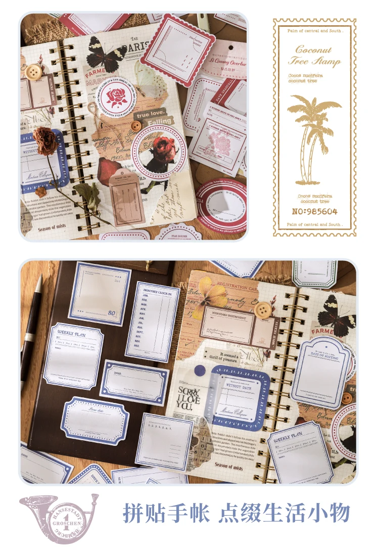 20 Stück Dekor Scrapbooking Vintage Label Materialien Papier Combo Kit DIY Junk Journal Collage Fotoalbum Retro Hintergrundpapier – Detail 6