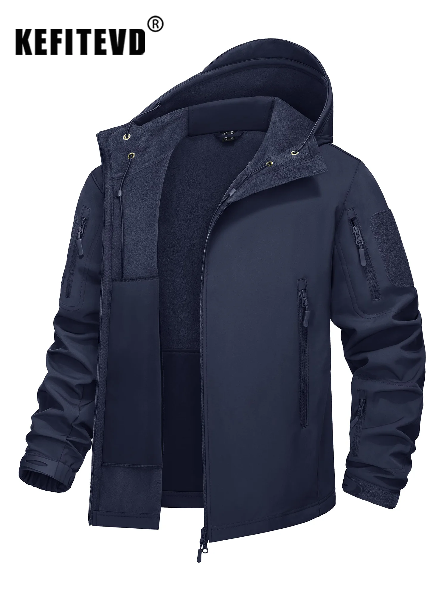 Gebreid fleecevest voor heren, doorlopende ritssluiting, geruite wintertrui, fleecevoering, capuchonjas met trekkoord, warme geruite trui, dikke sweatshirts, jas, lange mouwen, bruin, 3XL
