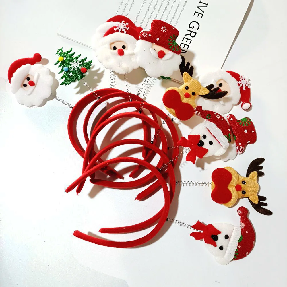 Christmas Headband Kids Gifts Adult Hair Accessories Santa Claus Elk Xmas Christmas Decor Photo Props New Year Gifts 1/5/10pcs