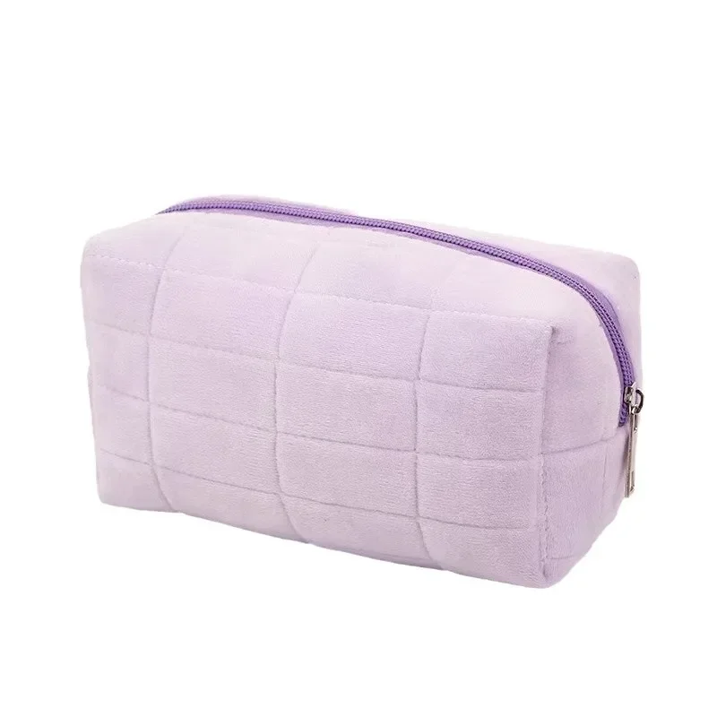 Flannel pillow bag lazy cosmetic bag ins Japanese high-value large-capacity storage stationery box toilet bag 5