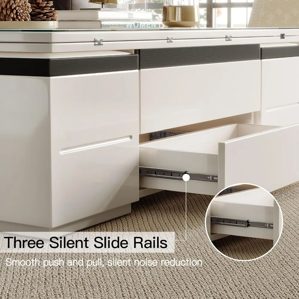 White Lift Coffee Table with 4 Chairs, 47 Inch Modern Coffee Table, Lift Coffee Table with Wheels and Drawers 6