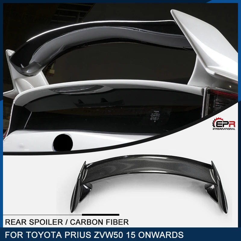 

For Toyota Prius ZVW50 15-18 W Style Carbon Fiber Glossy Rear Wing Fiberglass Unpainted Trunk Bootlid Splitter Lip Drift Parts
