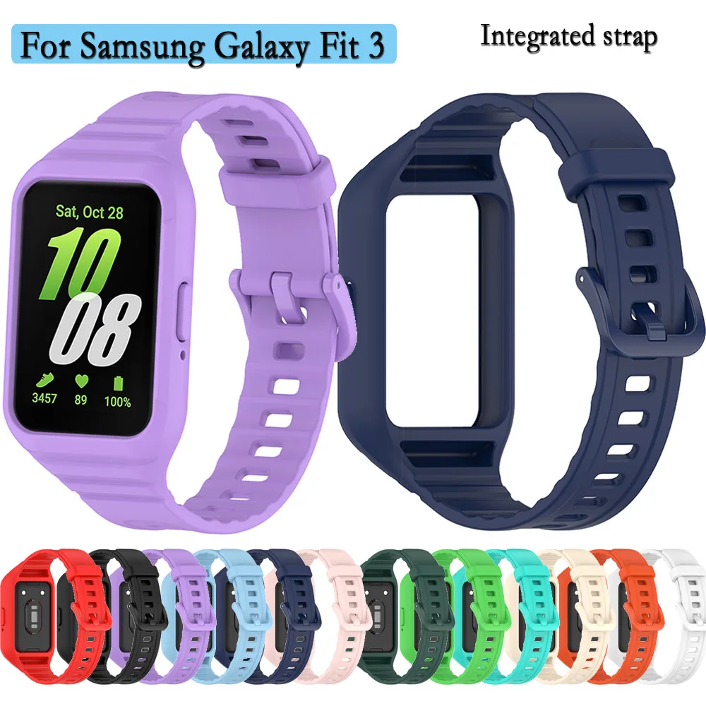 

Integrated strap For Samsung Galaxy Fit 3 SM-R390 Watchband Durable Silicone Sport Not Seperated Adjustable Wristband Accessori