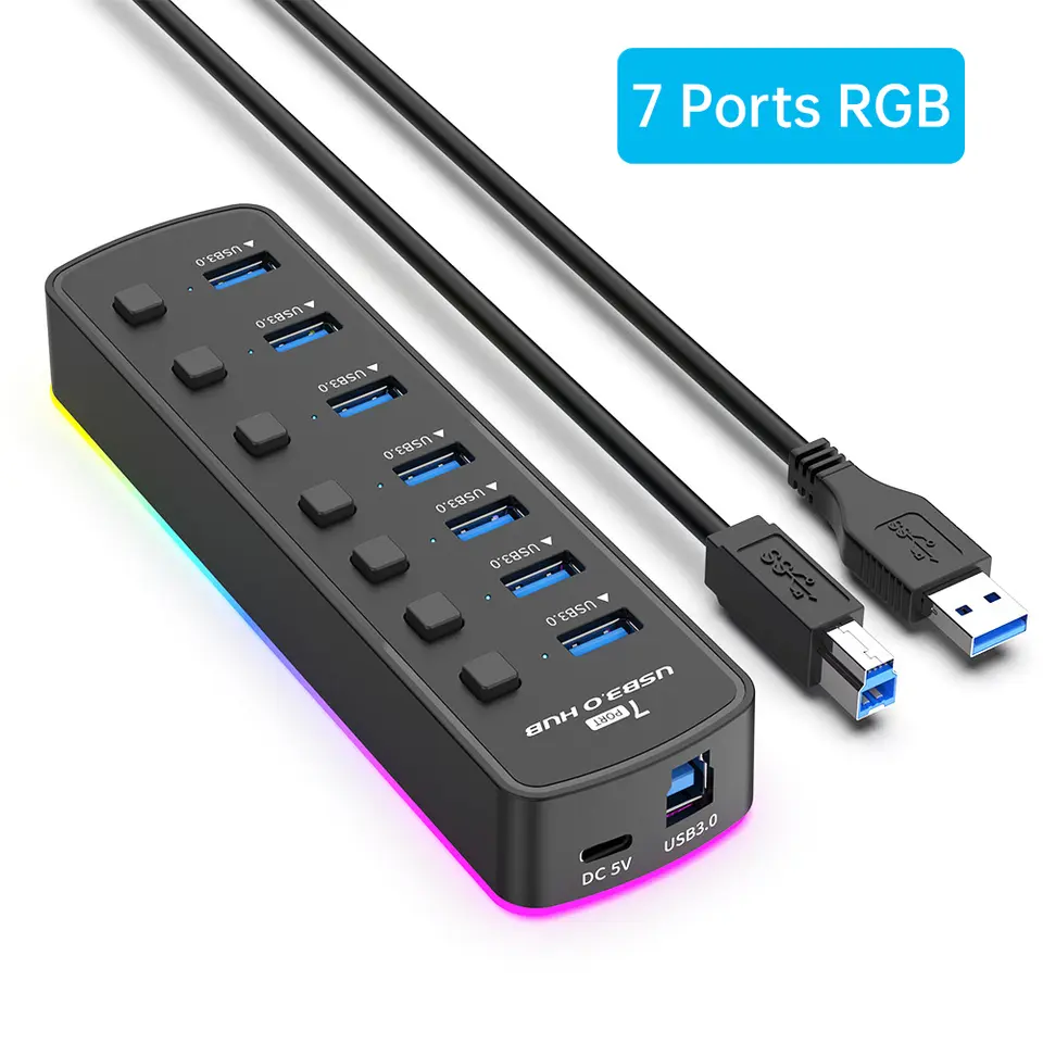 USB 3.0 Hub 4 Ports 7 Ports USB 3.0 Data Port Adapter 5Gbps High Speed Individual On/Off Switch Splitter USB Extension image 9