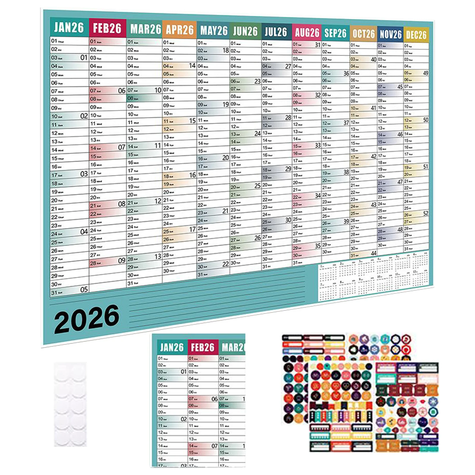 Yearly Wall Calendar and Planner: Home & Desk Decor Organizer