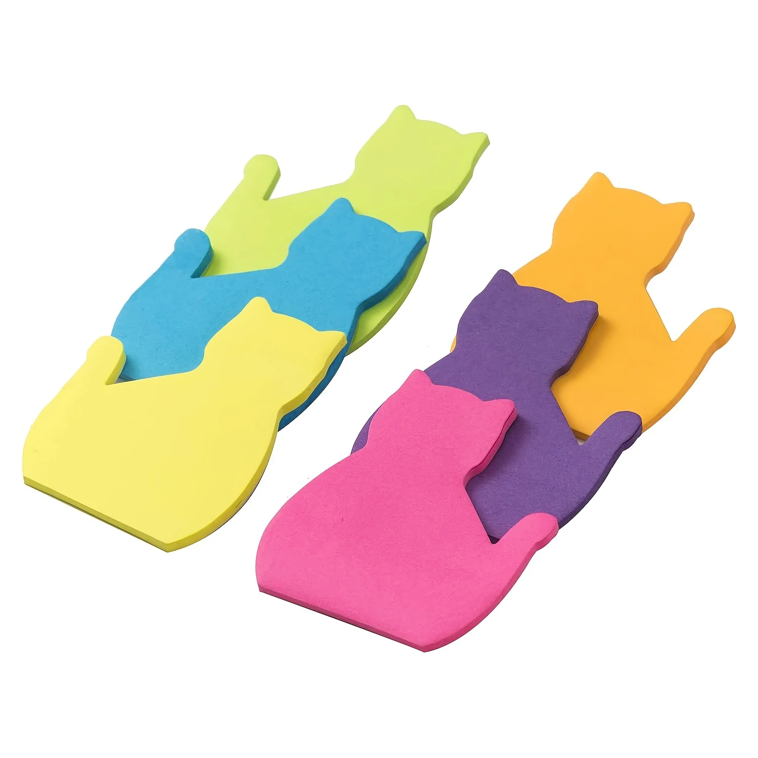 MOHAMM 240 Sheets Cat Shape Sticky Notes 8 Color Bright Colorful Sticky Pad 30 Sheets / Pad 5