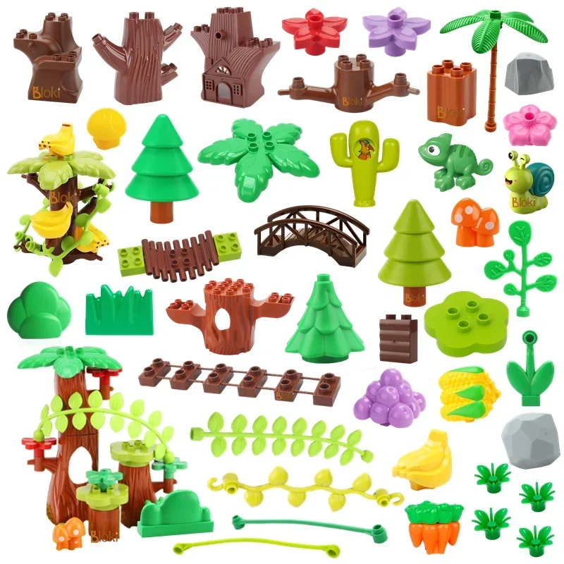 Outdoor Forest Building Block Set - Flower, Grass, and Tree Adornments for Kids