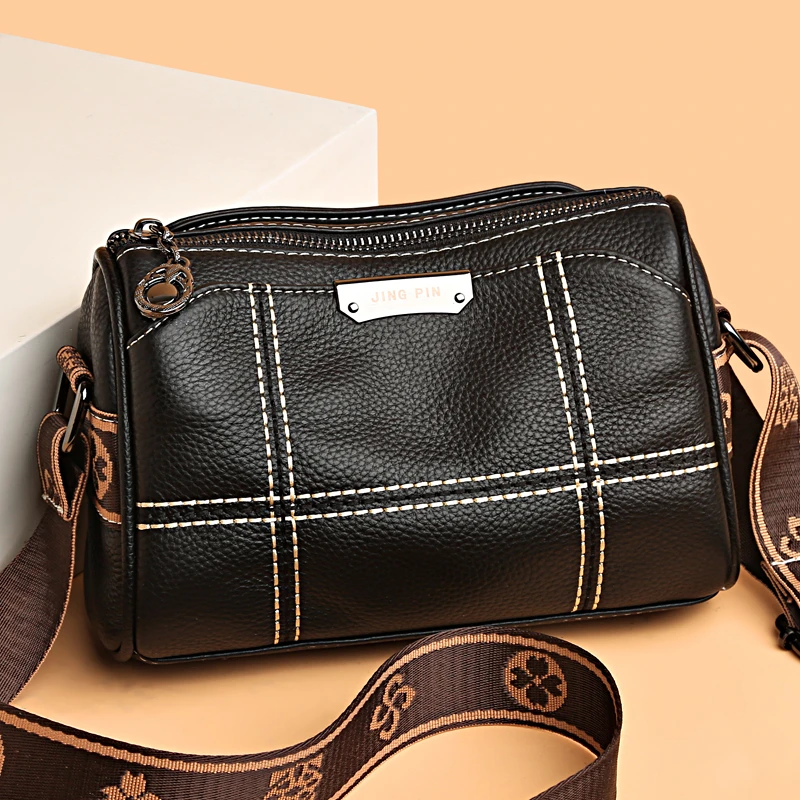 Borse da donna in vera pelle Borse a tracolla a tracolla in pelle di mucca di design di lusso a 3 strati Borsa a tracolla da donna di grande capacità_voghion.com