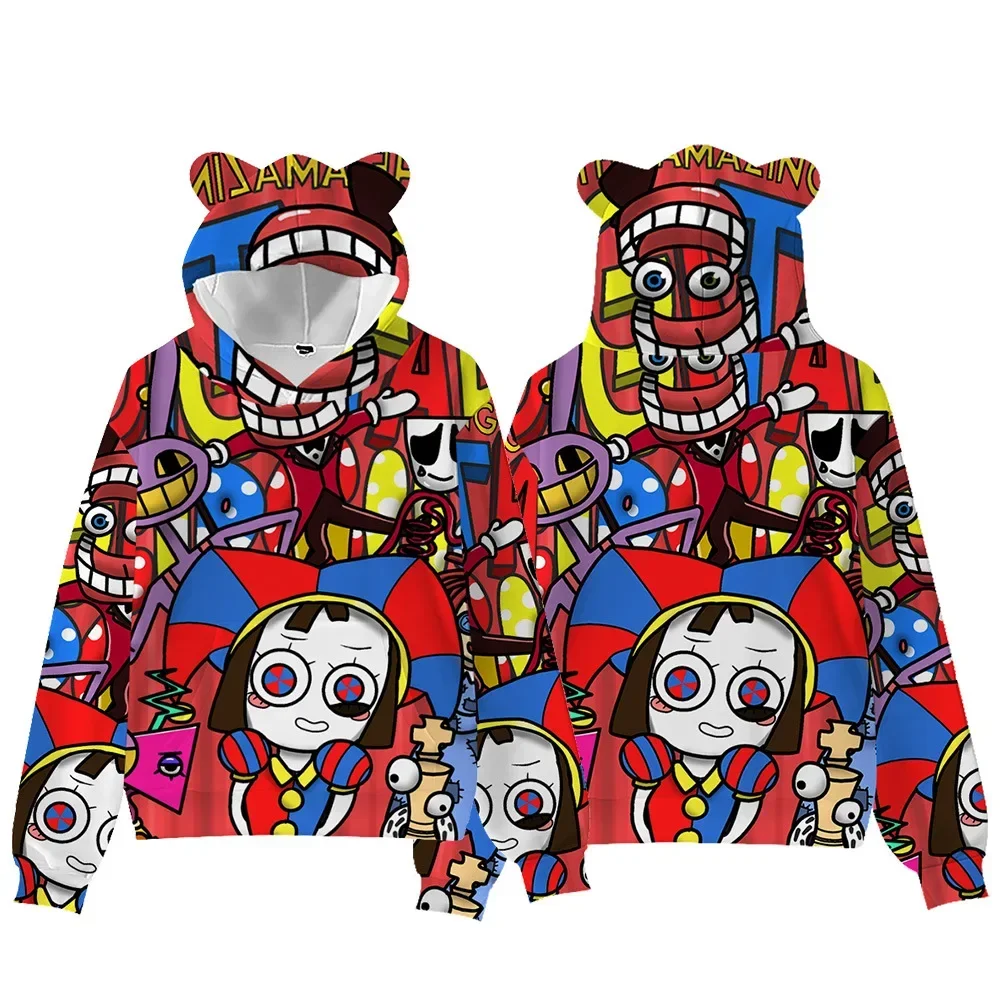 

Удивительная цифровая цирковая Волшебная цифровая цирковая Милая кошачьи ушки толстовка с капюшоном модные крутые топы детская одежда