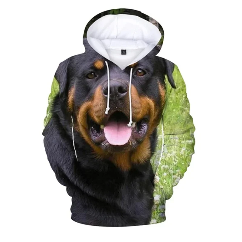thumbnail image 1 of Sudadera con capucha con estampado de perro rottweiler negro para hombre, sudaderas con estampado 3D de animales, sudaderas con capucha de primavera y otoño, jersey de moda, abrigo de calle para niños, 1 of 5