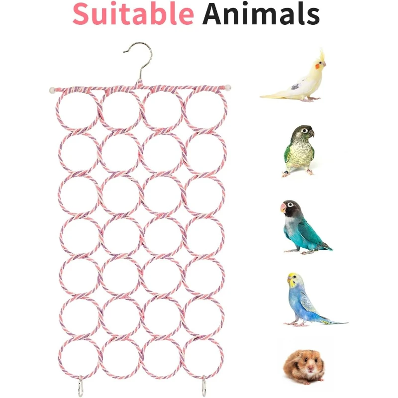 Climbing Bird Rope Net Toy Parrot Climbing Ladder Birdcage Rope Swing Suitable for Small, Medium and Small Birds or Rodents