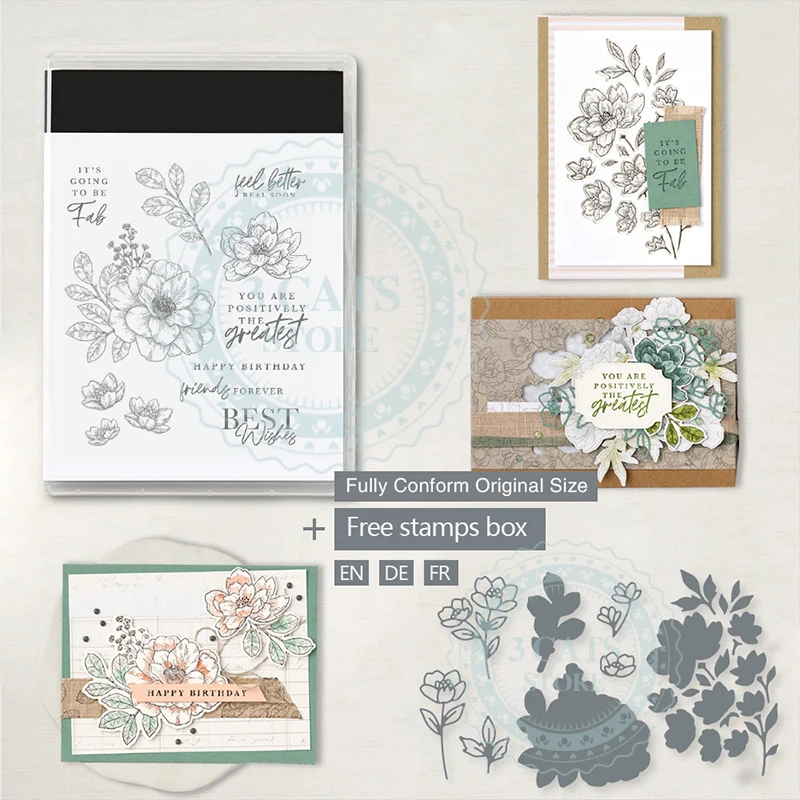Bright Flowers Clear Stamps And Cutting Dies For Diy Dies Scrapbooking