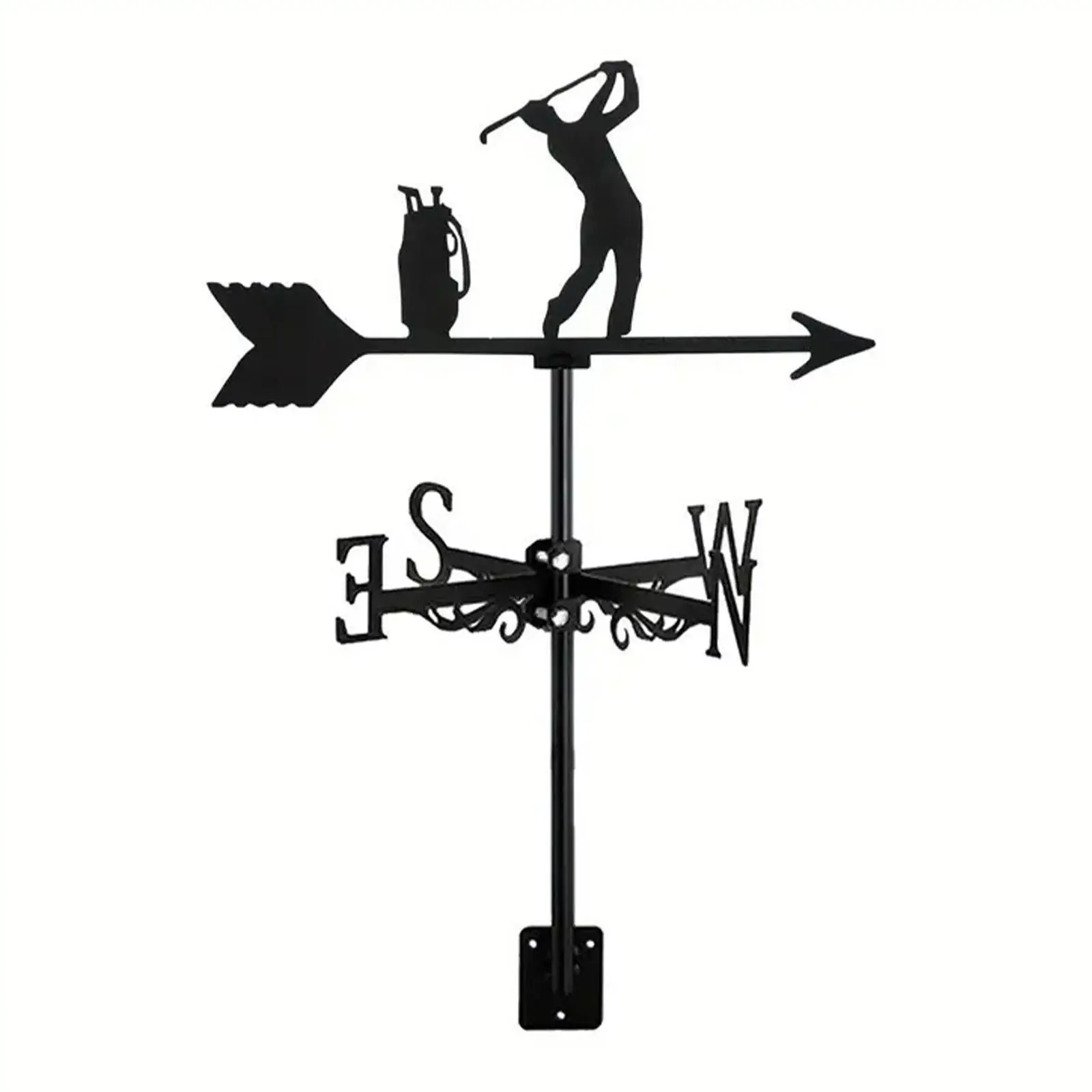 Golf Farm Scene Classic Style Wrought Iron Wind Direction Indicator Weather Vane for Cottage Farmhouse Garage Courtyard Decor