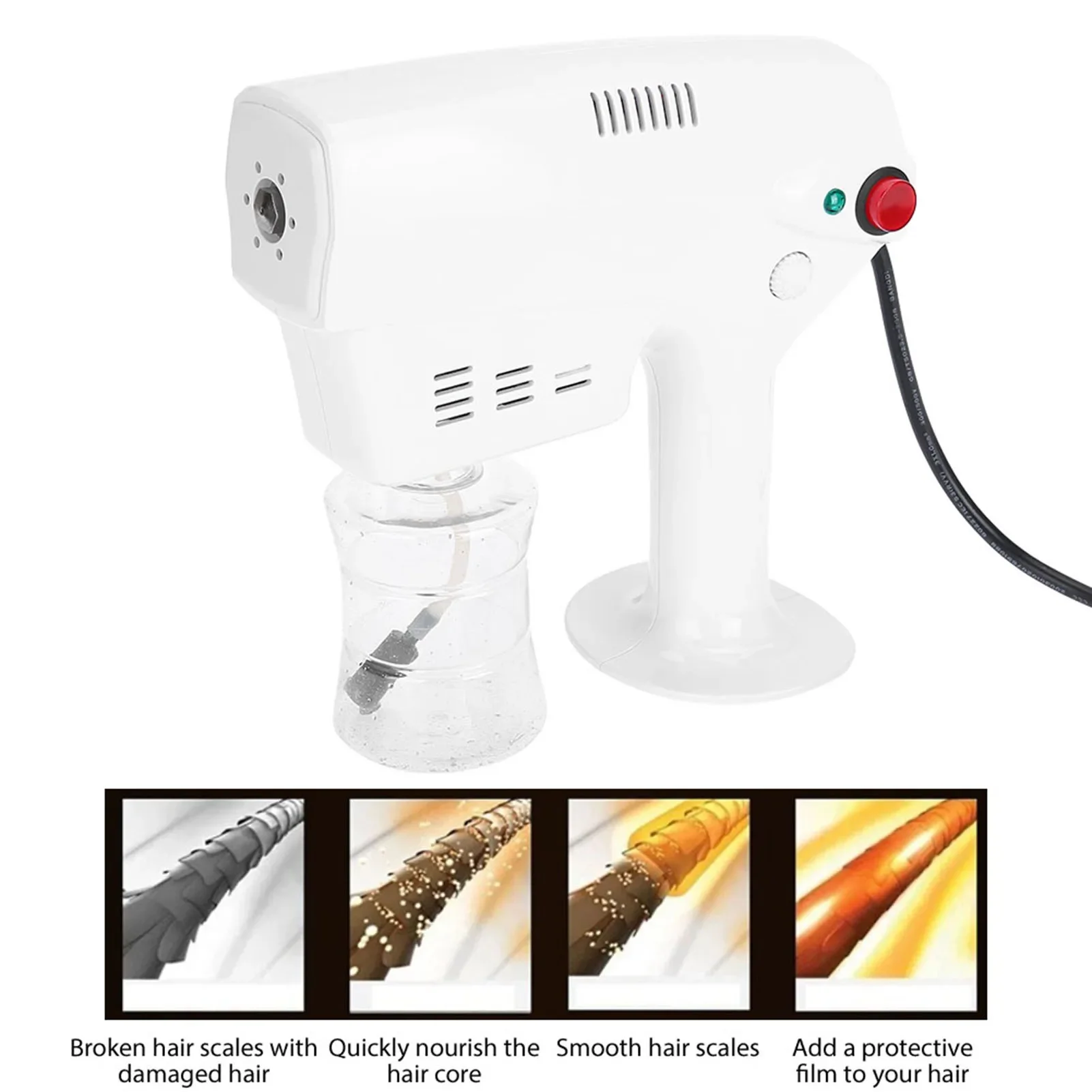 1pcs Portable Nano Steam Gun Hair Care Hydration Sprayer Hot Dyeing Care Blue Micro Mist Machine Spray Gun Hair Steamer Trigger