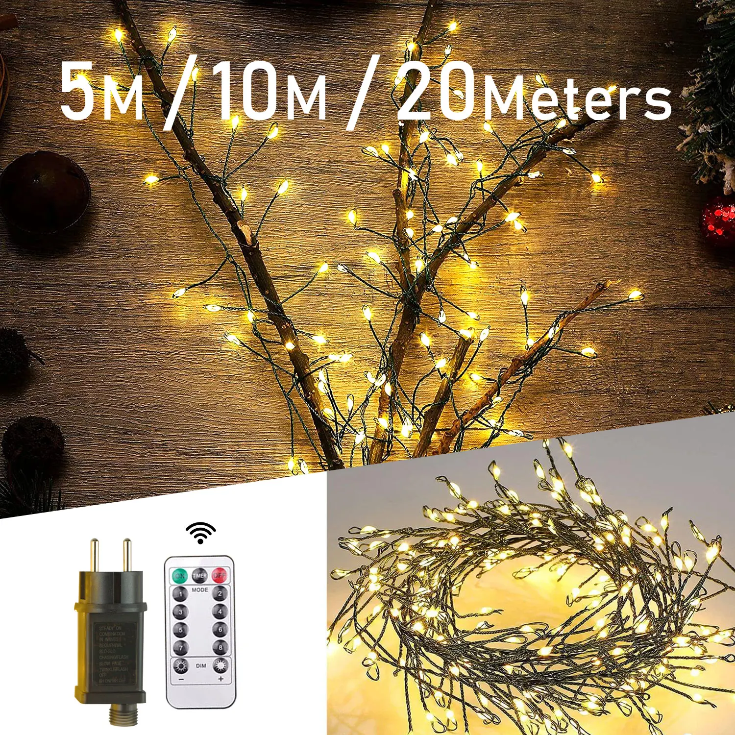 30M 600 LED Cluster Christmas String Lights Outdoor Decoration Indoor