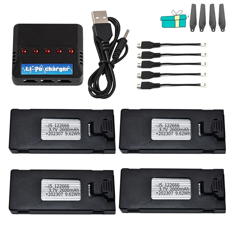 ตัวเลือกสินค้า แบตเตอรี่โดรน 3.7V 2600mAh สำหรับ E88 E88PRO E99 P1 P5PRO และอื่นๆ