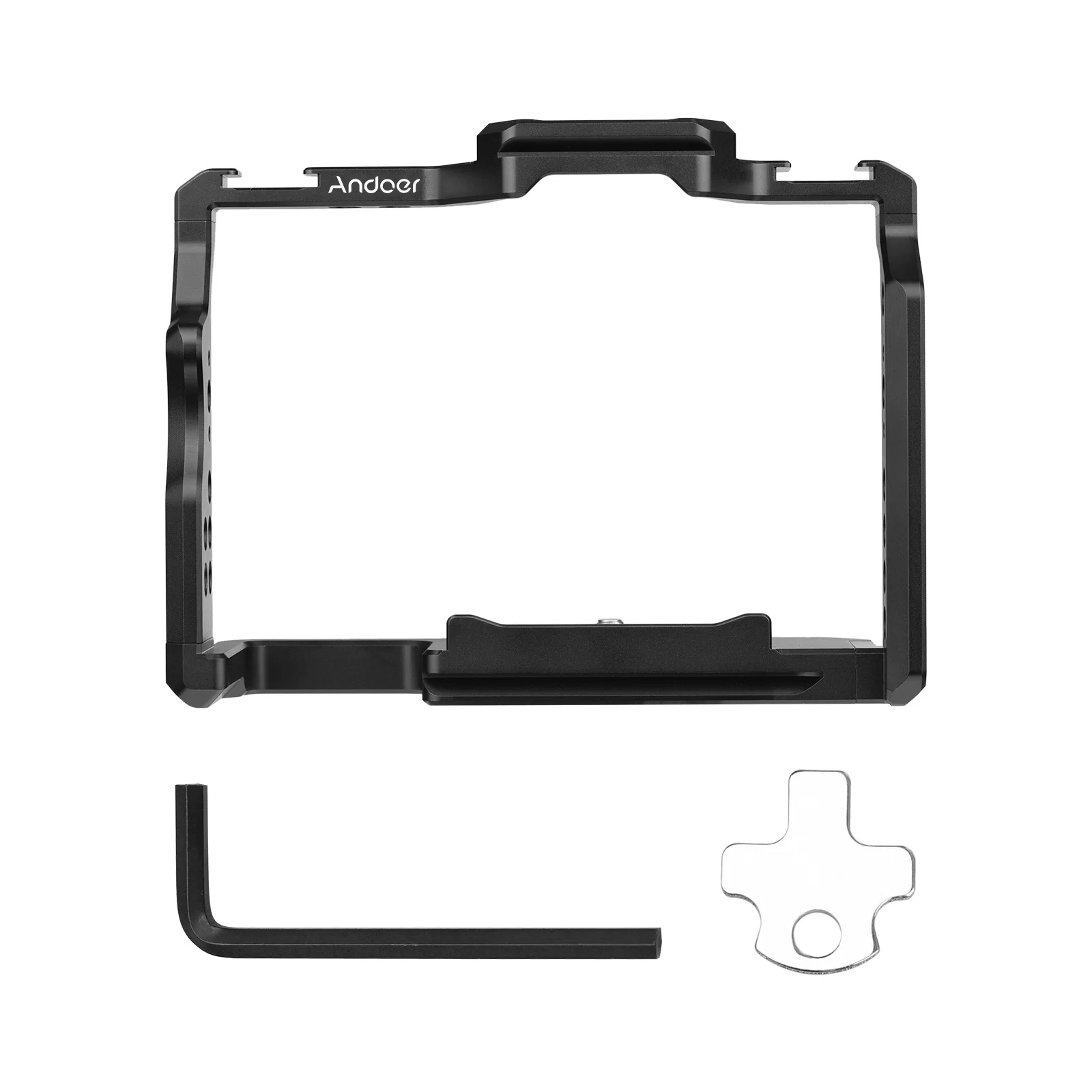 Camera Cage with Dual Cold Shoe Mounts 1/4 Inch Threads for Sony A7IV/ A7III/ A7II/ A7R III/ A7R II/ A7S II