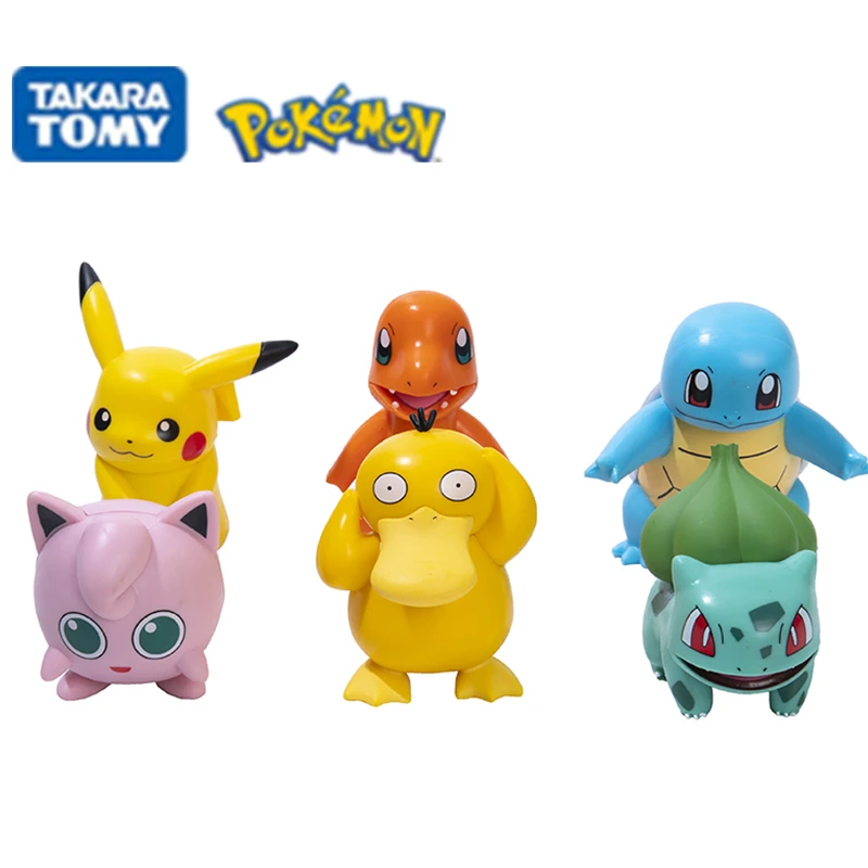 

Pokemon Figures Anime Model 6 Styles Pikachu Charmander Psyduck Squirtle Jigglypuff Bulbasaur 5-8Cm Toys Kawaii Kids GIft