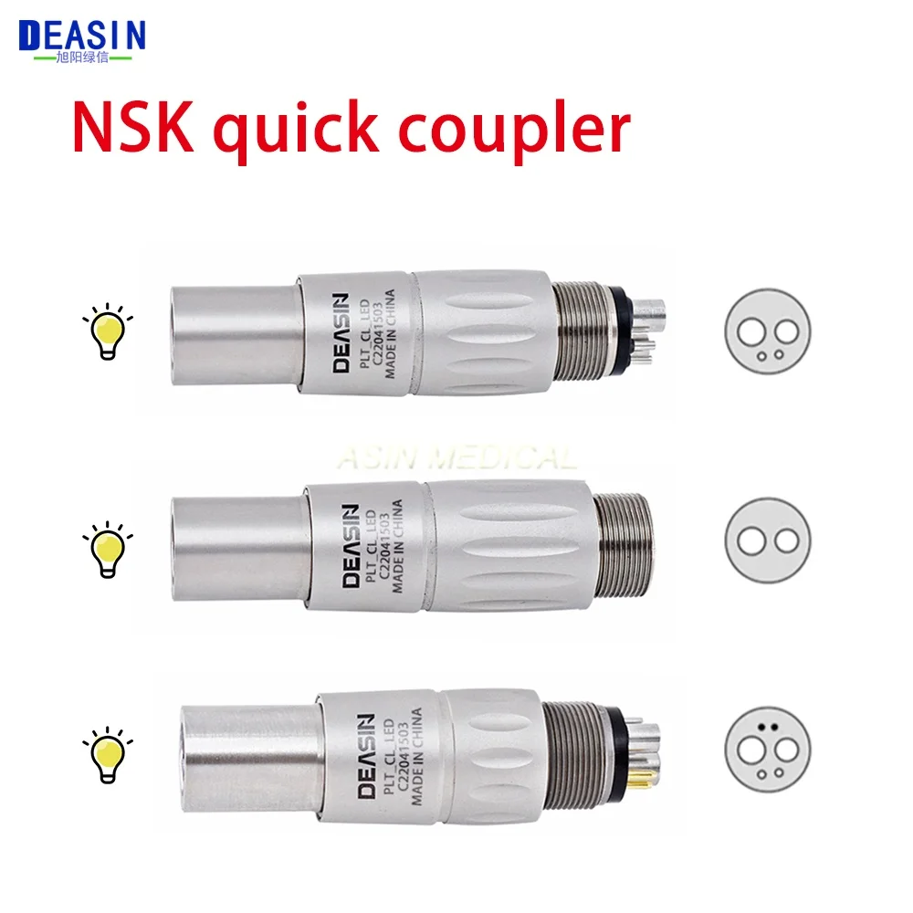 Neuer kompatibler NS* Schnellkupplungsadapter für Zahnmedizin mit 2/4/6 Löchern, Glasfaser-Schnellkupplung, Drehkupplung mit LED