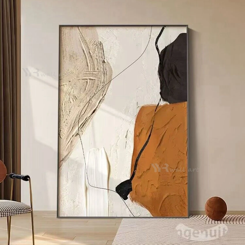 

Nordic Modern Abstract Color Matching Thick Coating Handmade Oil Painting For Home Decoration Bedroom Dining Room Living Room