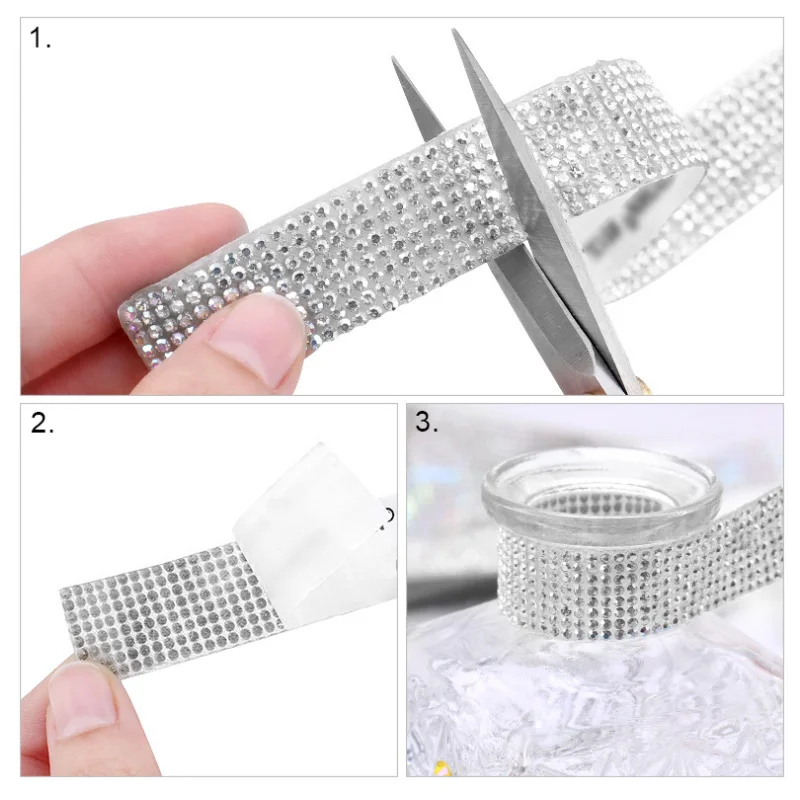 Selbstklebende Kristall Strass Band DIY Dekoration Diamant Bling Bänder  Wrap Mesh Glitzernde Aufkleber Rolle 1 Meter - .de