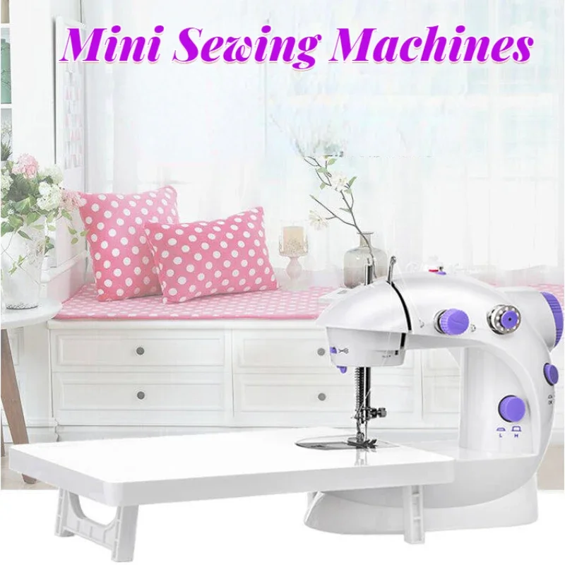 MiniSewingMachinesHandheldSewingMachinewithLightCutterFootPedalPortableHousehold