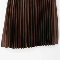 TRAF Elegant Party Midi Skirts 2025 Women's Spring Mid Waist Pleated Skirts Fashion Casual Vintage Beige Brown Long Skirts - Image 6