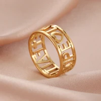 Amaxer LOVE FAITH HOPE Ring for Women Girls Stainless Steel Gold Color Fashion Rings Birthday Wedding Jewelry Gifts 1