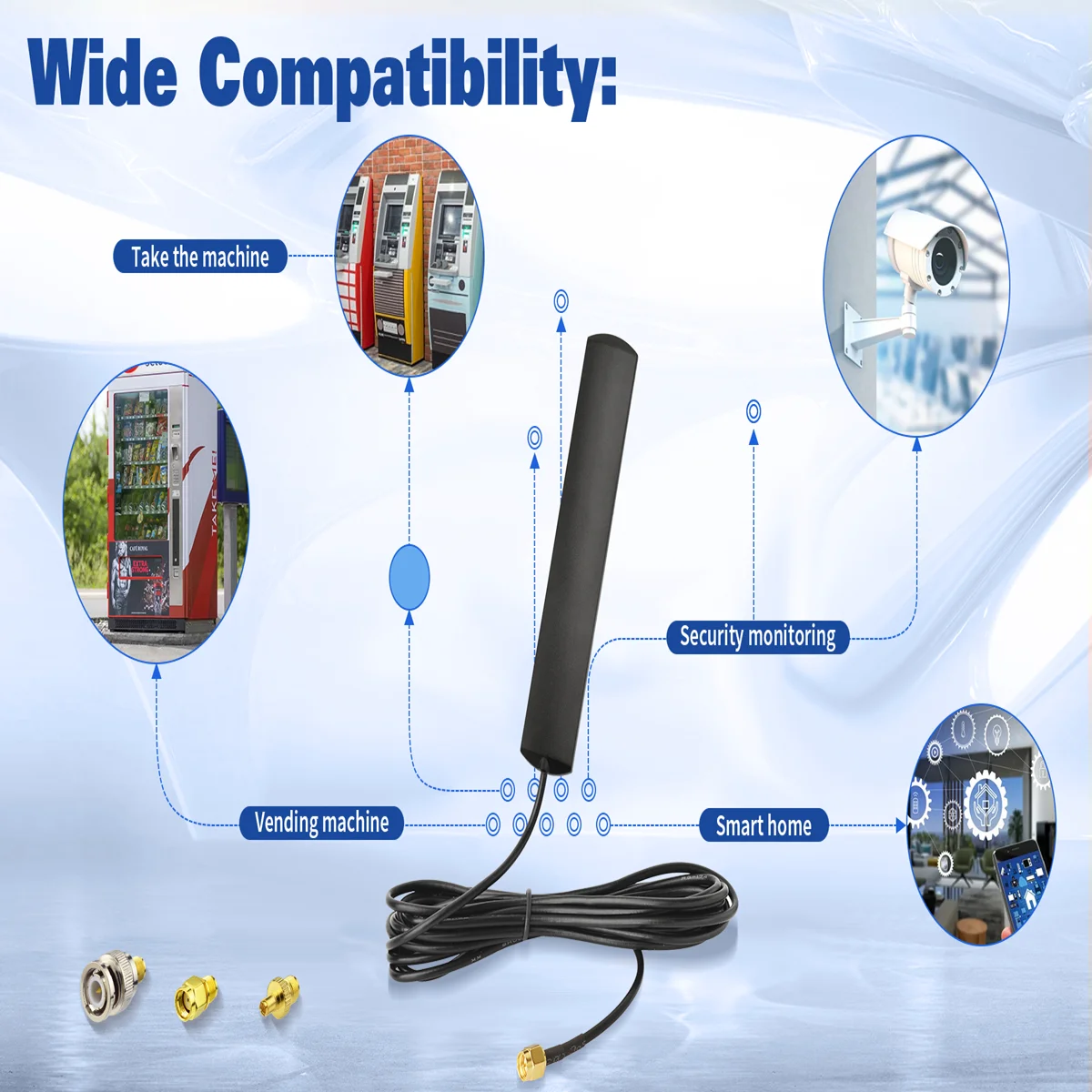 Superbat 700-2700MHZ 4G LTE GSM Antenna SMA Male Connector Windshield Mount RG174 3M for Car Vehicle Cell Phone Signal Booster