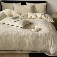Ensemble de quatre pièces en polaire sculptée simple et épaisse, lumière chaude, luxe, drap de lit en molleton de lait, housse de couette, literie d'automne et d'hiver 1