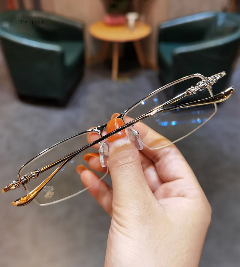 Luxury Square Frame Myopia Glasses Office Women Men Anti-blue Light Near Sight Eyeglasses Unisex Goggles Diopters 0 To -5.0 3