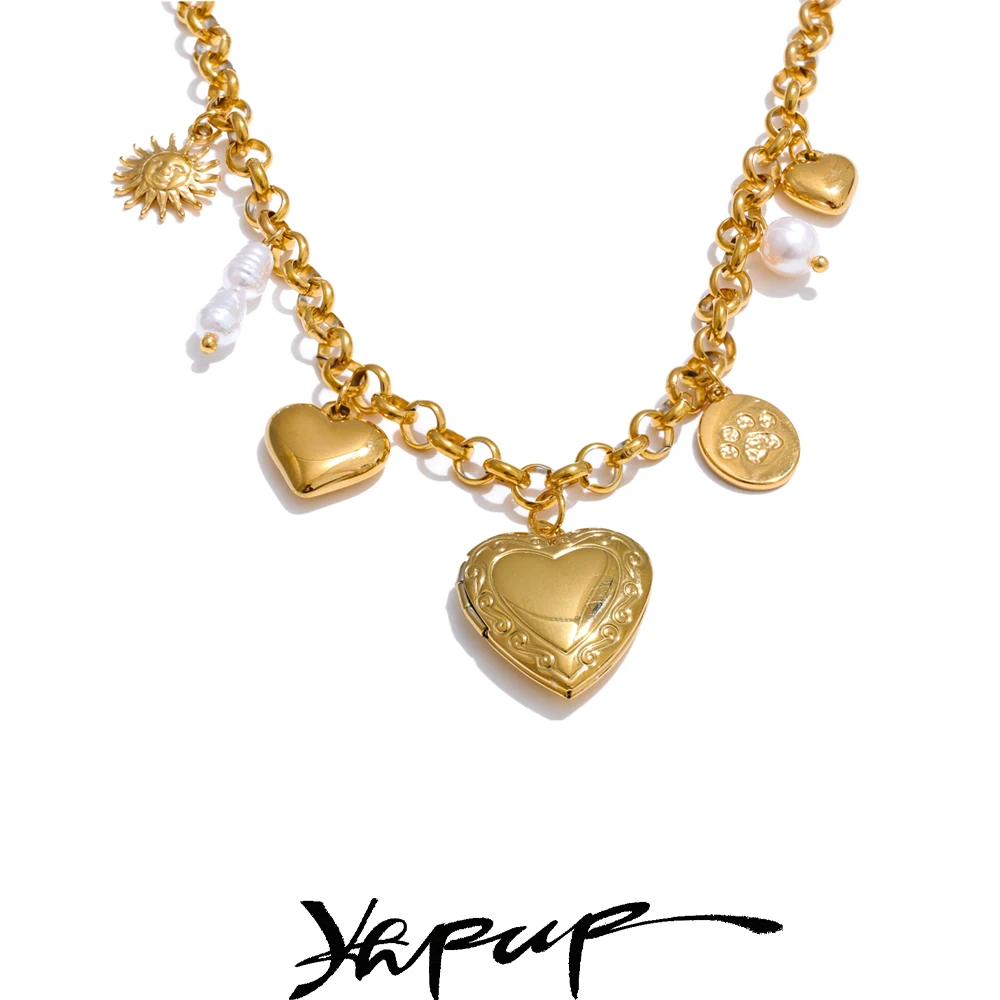 Natural Pearl Necklace Stainless Steel Collar Golden