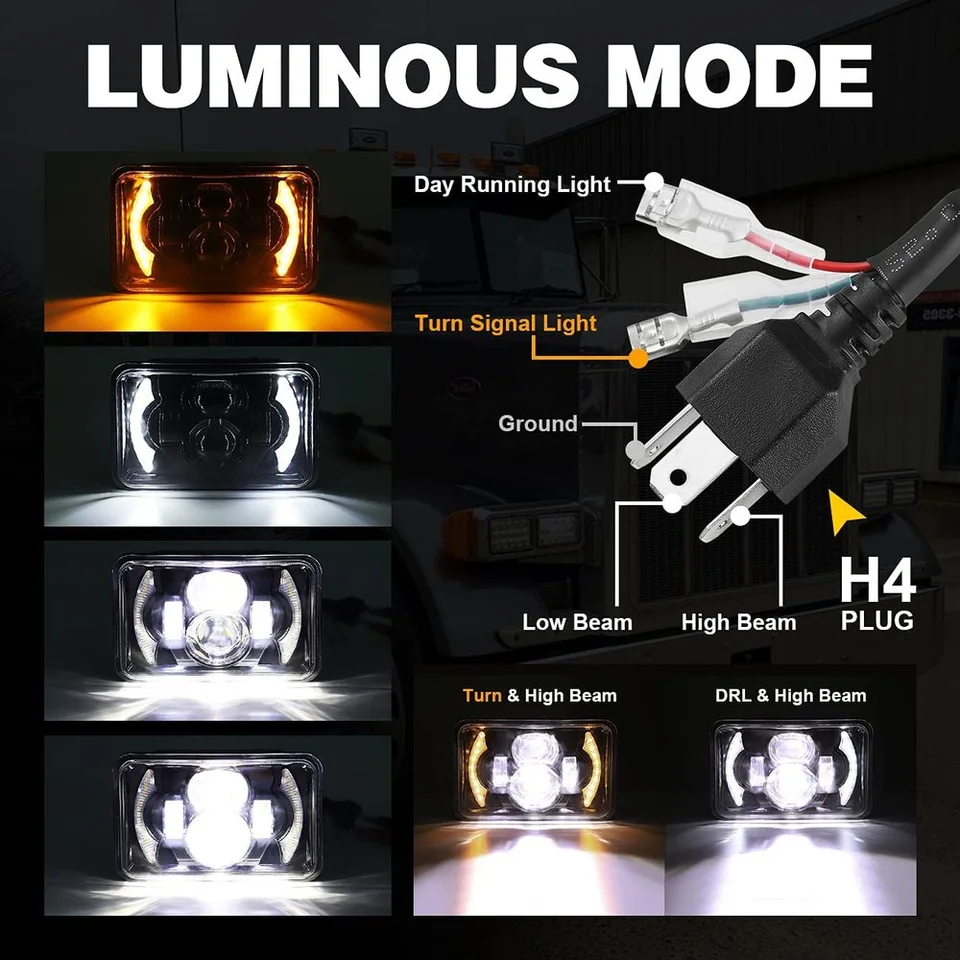 5x7 7x6 LEDヘッドライト DRL DOT Hi/Low H6054 ヘッドライト ジープチェロキーXJ 1984-2001 ラングラー YJ 1987-1995 コマンチ MJ 1986-1992 フォード シボ 新製品!! DOT承認 5インチ 7インチ 6インチ 5x7 7x6 ハイ