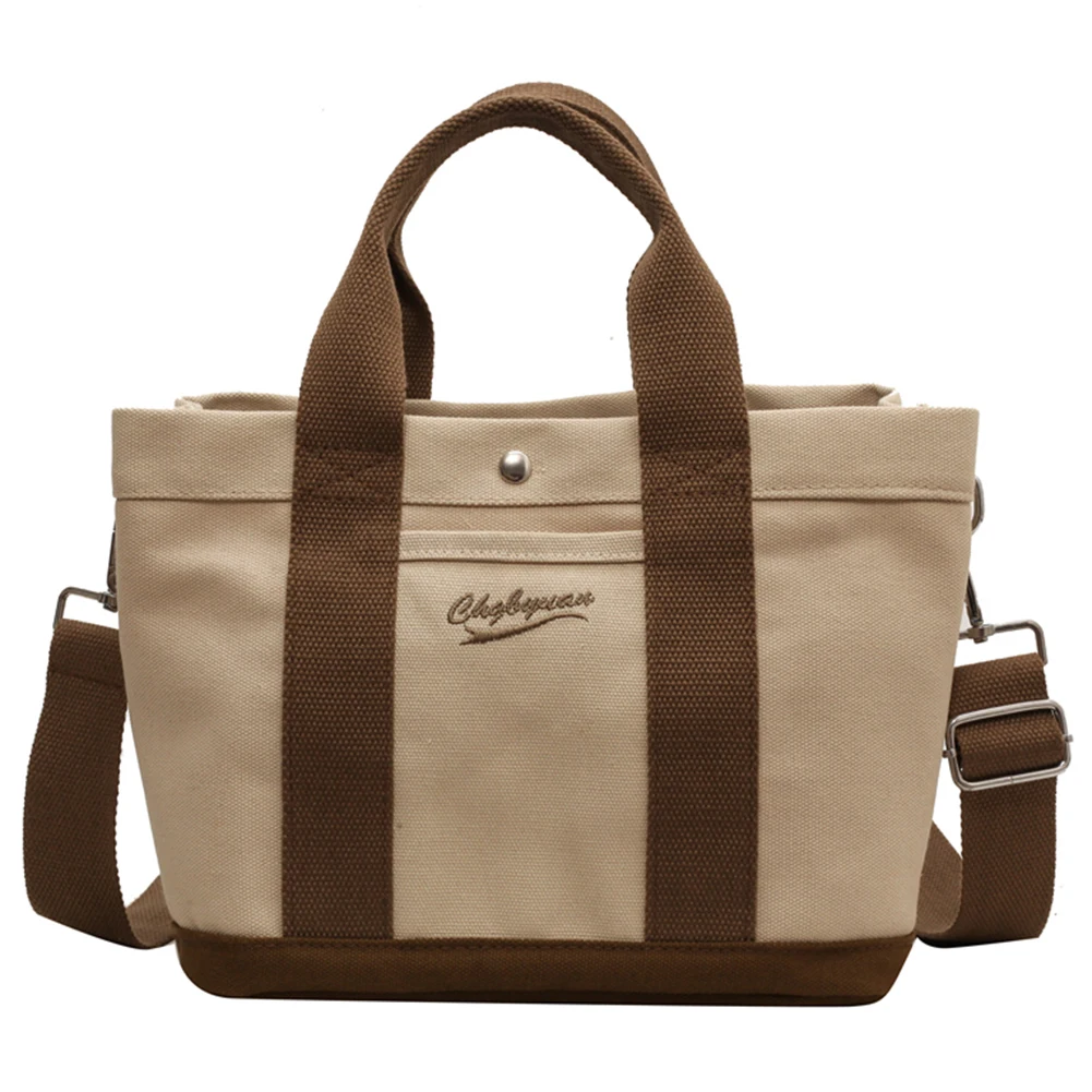 Women’s Canvas Tote Bag, Wide Adjustable Strap Shoulder Handbag_voghion.com