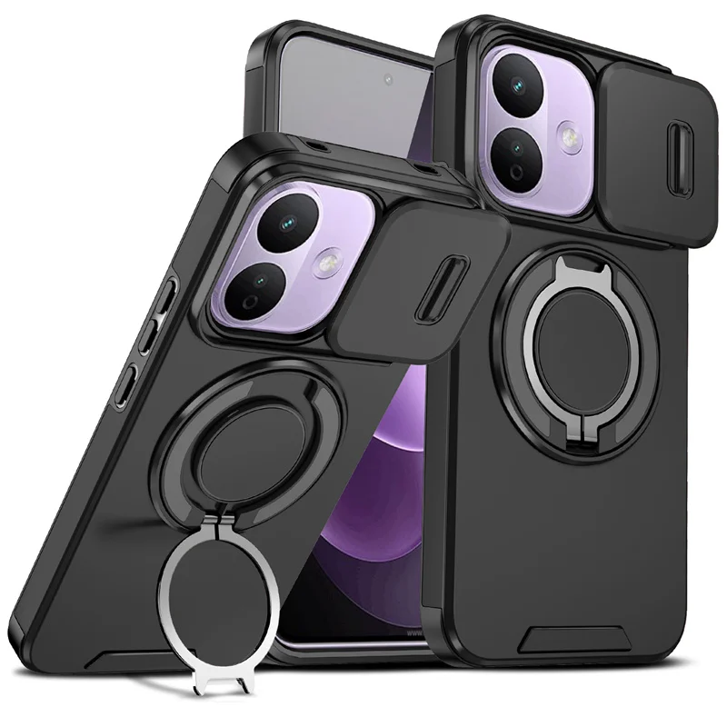 Shockproof Armor Case with Camera Lens Protection and Magnetic Car Mount Holder