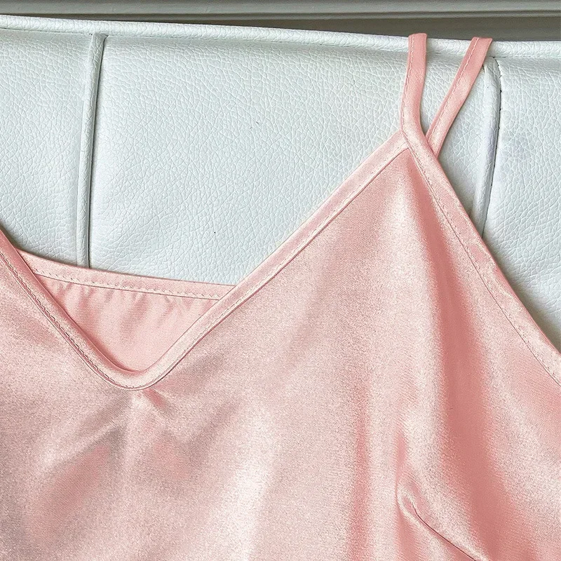Women Pajamas Set Fashion Sexy Sling Tops Shorts Three-piece
