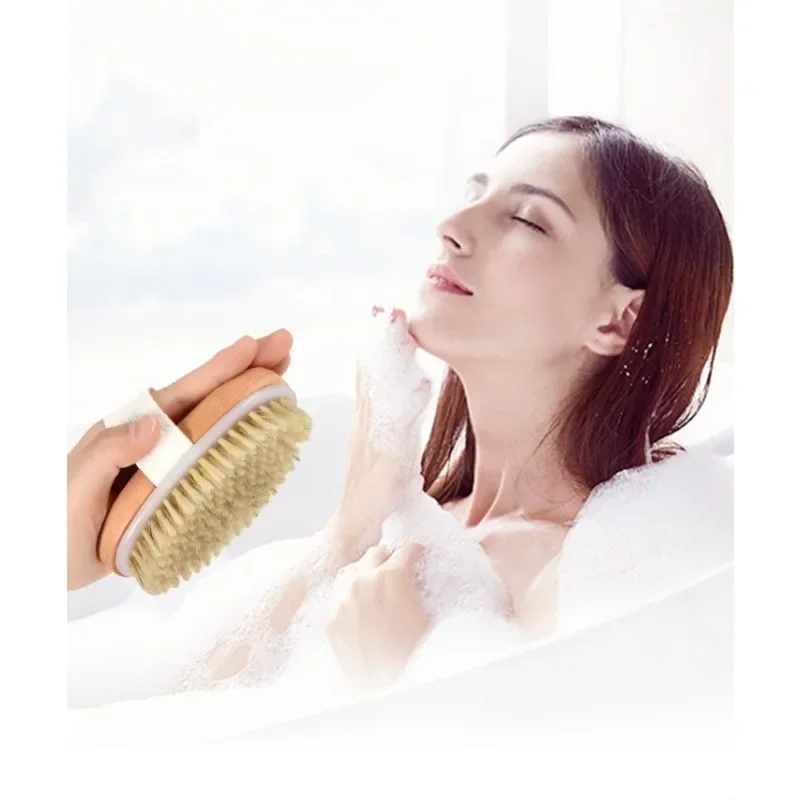 2 In 1 Dry Skin Body Brush Natural Bristle Dead Skin Remover Anti Cellulite Exfoliates Blood Circulation Health Massage Tools 2