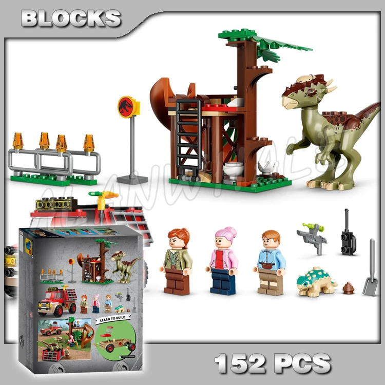 152pcs Jurassic World Stygimoloch Dinosaur Escape Tree House Off-roader Vehicle 60131 Building Blocks Toys Compatible With Model |